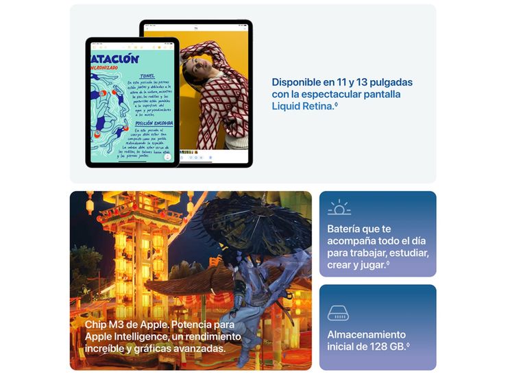 Pantalla grande, chip potente y diseño liviano explican por qué Apple la posiciona en premium. Pantalla grande, chip potente y diseño liviano explican por qué Apple la posiciona en premium.