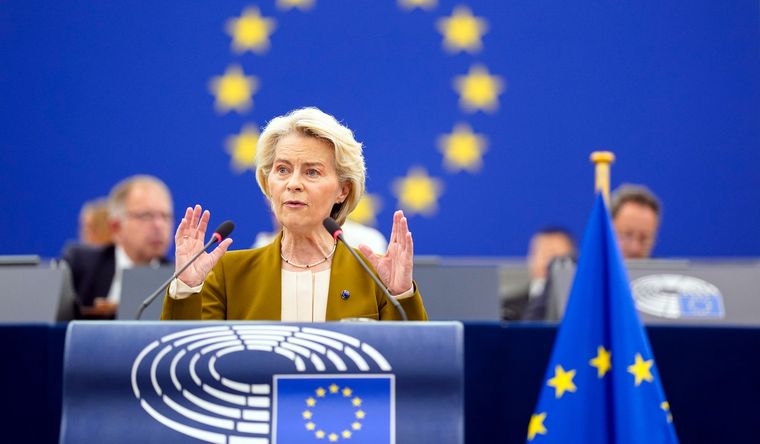 Ursula von der Leyen, titular de la Unión Europea, cargó contra Rusia. Foto Dpa Ursula von der Leyen, titular de la Unión Europea, cargó contra Rusia. Foto Dpa