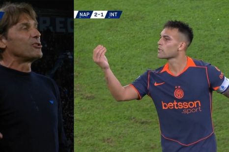 El picante cruce de Lautaro Martínez con Antonio Conte en la derrota del Inter frente al Napoli. Foto: captura El picante cruce de Lautaro Martínez con Antonio Conte en la derrota del Inter frente al Napoli. Foto: captura