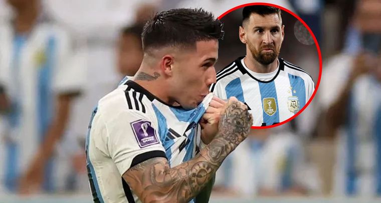El gesto de Enzo Fernández y la reacción de Messi. Foto: MDZ