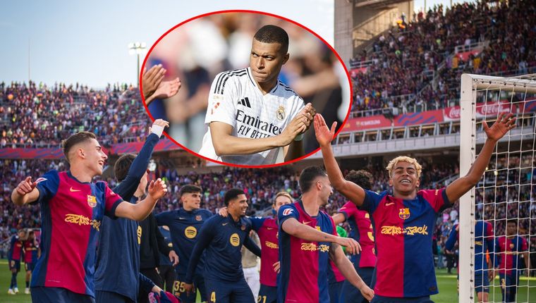 A pesar del hat-trick de Mbappé, Barcelona venció 4-3 a Real Madrid y quedó al borde de ganar LaLiga. Foto: @FCBarcelona y EFE