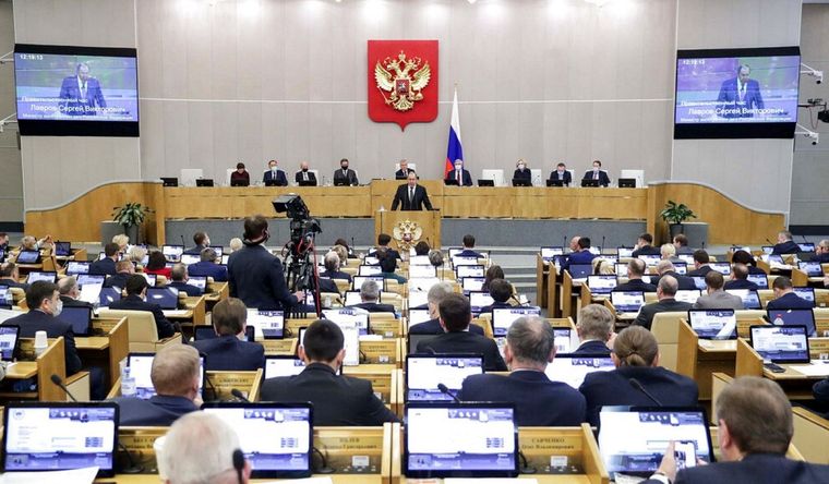 Putin, hablando ante la Duma Estatal rusa. Foto: Euronews.