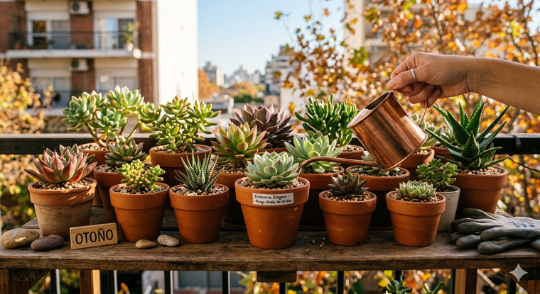 Hay que saber cuándo regar las suculentas. Fuente: IA Gemini.