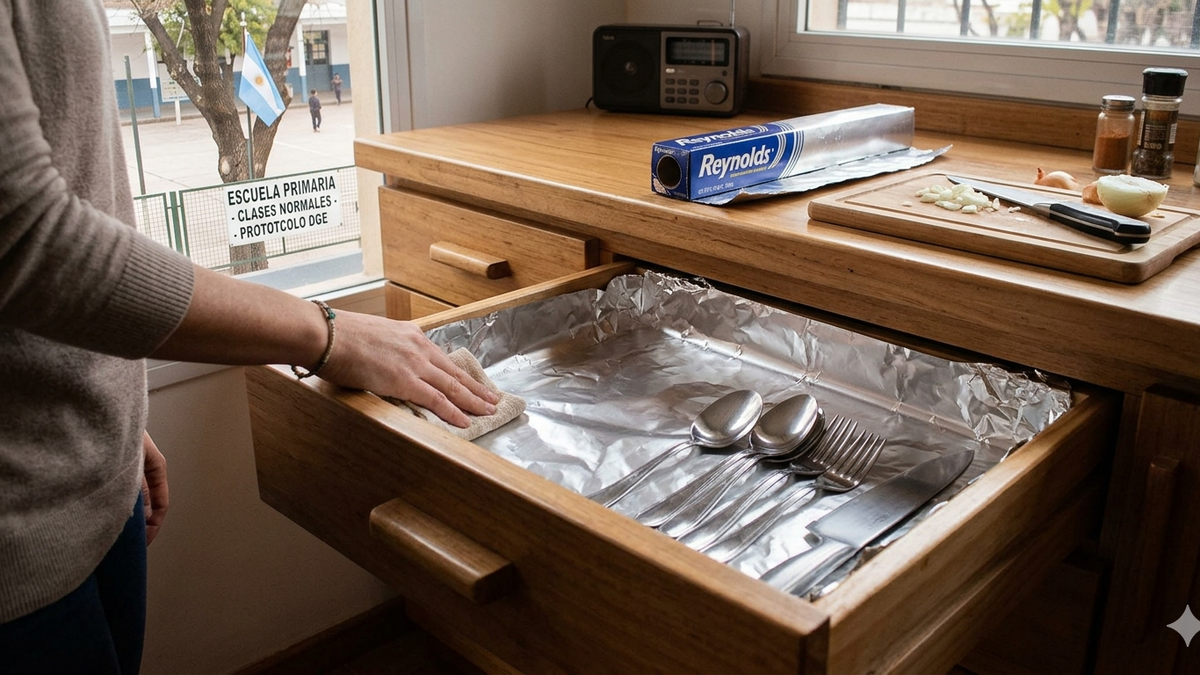Por qué todos ponen papel de aluminio en los cajones de la cocina: la razón te sorprenderá