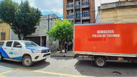 La Policía en el lugar tras el hallazgo. Foto: Ministerio Público Fiscal de Tucumán.
