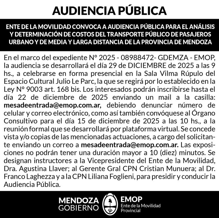 Audiencia pública 29 de Diciembre