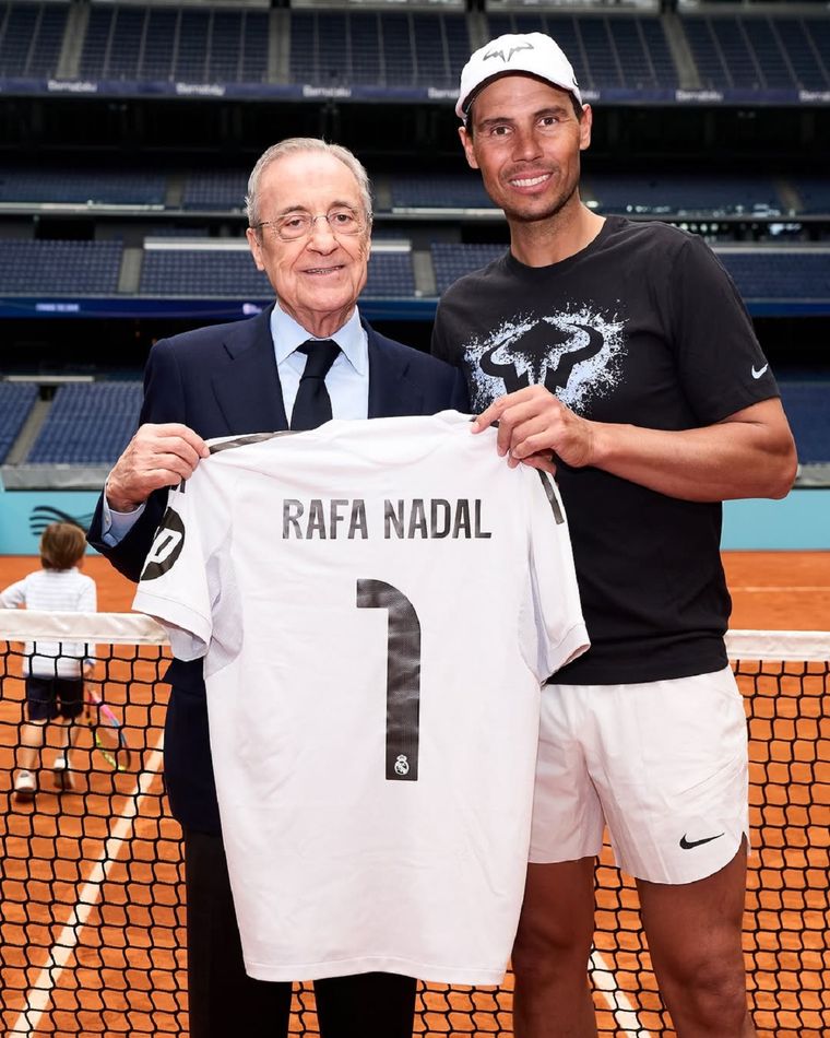 Rafa Nadal junto a Florentino Pérez, presidente del Real Madrid.