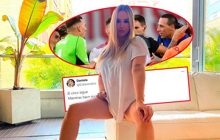 Daniela Rendón, esposa de Franco Armani, publicó un picante tweet tras la pelea de su marido con Lema en el River-Boca Foto: @dafarendon