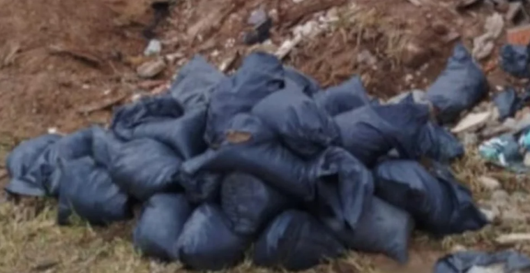 Los restos humanos se encontraban dentro de bolsas de consorcio.