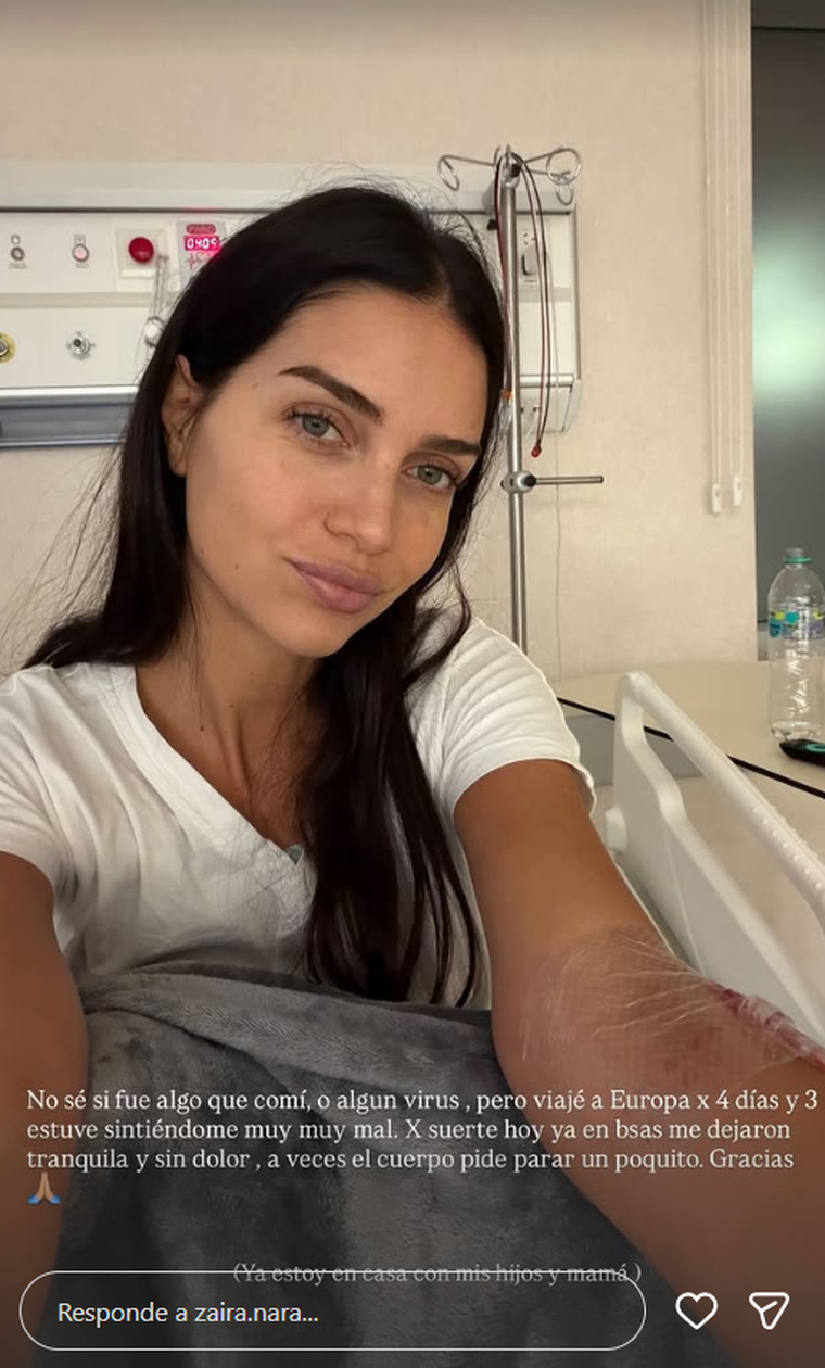 El posteo de Zaira Nara desde el hospital. El posteo de Zaira Nara desde el hospital.
