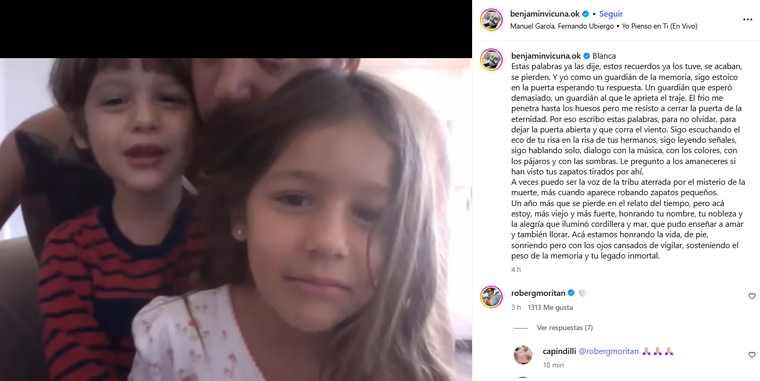 Benjamín Vicuña y el recuerdo de Blanca, su hija. Foto: captura de pantalla Instagram/ @benjaminvicuna.ok. Benjamín Vicuña y el recuerdo de Blanca, su hija. Foto: captura de pantalla Instagram/ @benjaminvicuna.ok.