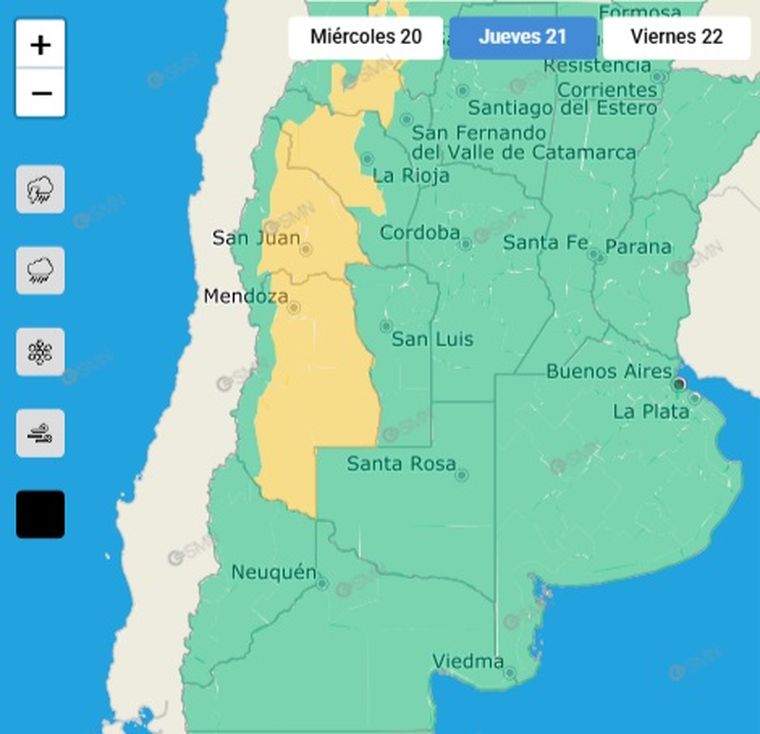 El SMN emitió un alerta por viento Zonda en Mendoza para este jueves. El SMN emitió un alerta por viento Zonda en Mendoza para este jueves.