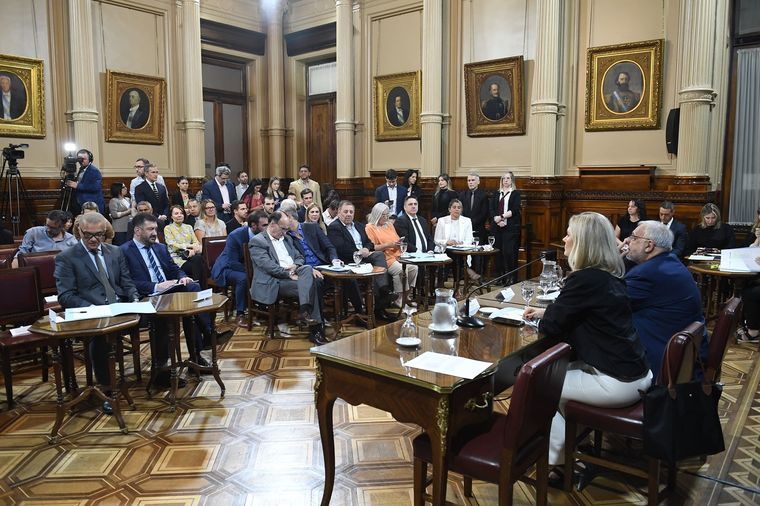 El oficialismo logró el apoyo de bloques aliados ante la ausencia y negativa del kirchnerismo Foto: Senado