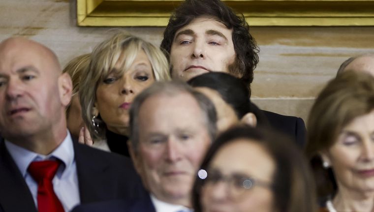 Javier Milei durante la asunción de Donald Trump en enero. Foto: EFE