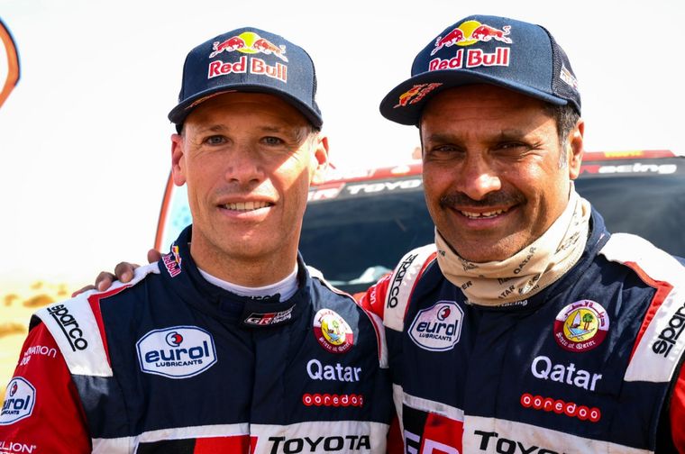 Mathieu Baumel y Nasser Al-Attiyah, los flamantes campeones. Foto: Toyota Gazoo Racing