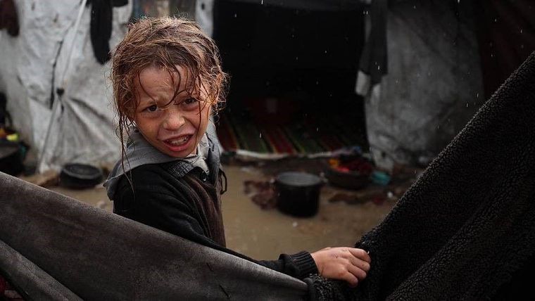 Cerca de 260.000 familias palestinas en Gaza, lo que equivale a casi 1,5 millones de personas, enfrentan el invierno boreal y las lluvias en tiendas de campaña.