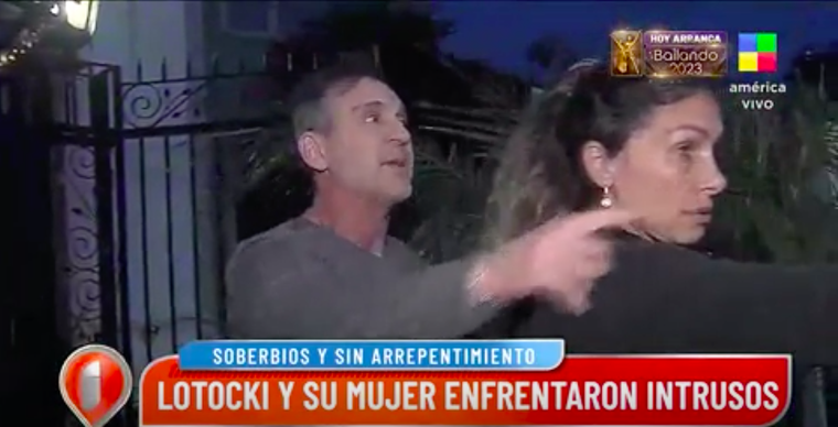 Aníbal Lotocki y su pareja María José Favarón se enfrentaron con un móvil de Intrusos Foto: Imagen de América TV