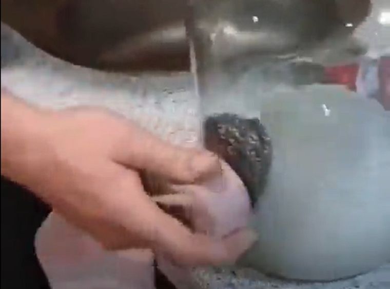 Redes sociales El video muestra como limpiar el botellón desde afuera del recipiente Foto: Captura de video