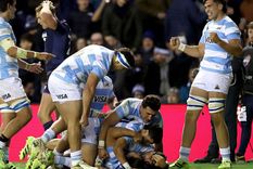 Los Pumas celebran el gran triunfo ante Escocia. Los Pumas celebran el gran triunfo ante Escocia.