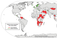 el mapa de los paises mas peligrosos para manejar