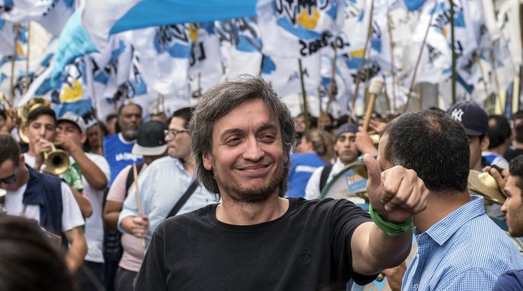 Máximo Kirchner, líder de La Cámpora, encabezando una movilización Foto: Gentileza Fabian Rodriguez