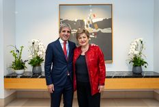Luis Caputo y Kristalina Georgieva, tras el anuncio del FMI.