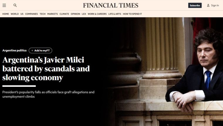 El artículo del Financial Times sobre Javier Milei.