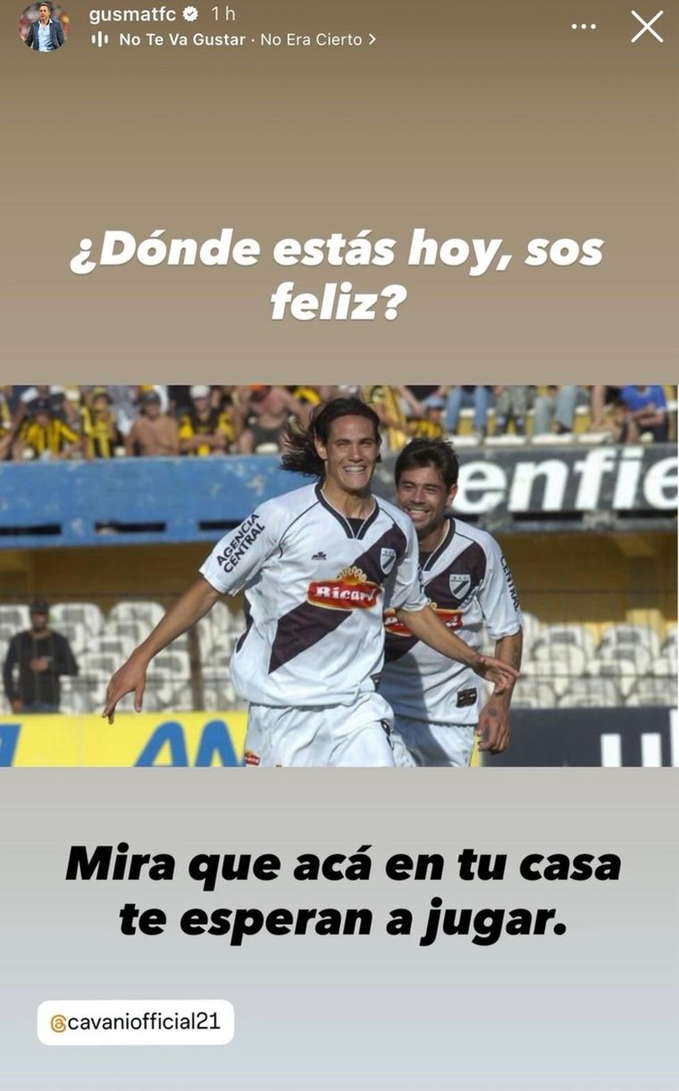 La historia que subió Gustavo Matosas, director deportivo de Danubio, dedicada a Edinson Cavani. La historia que subió Gustavo Matosas, director deportivo de Danubio, dedicada a Edinson Cavani.