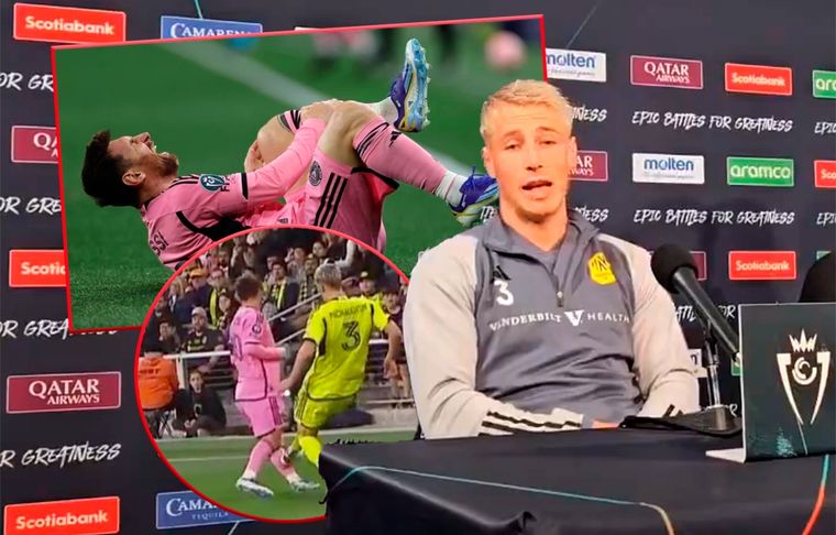 Lukas MacNaughton le restó importancia a su plancha a Messi, que pudo provocarle una grave lesión al mejor futbolista del mundo Foto: captura @andreayanez07 y archivo