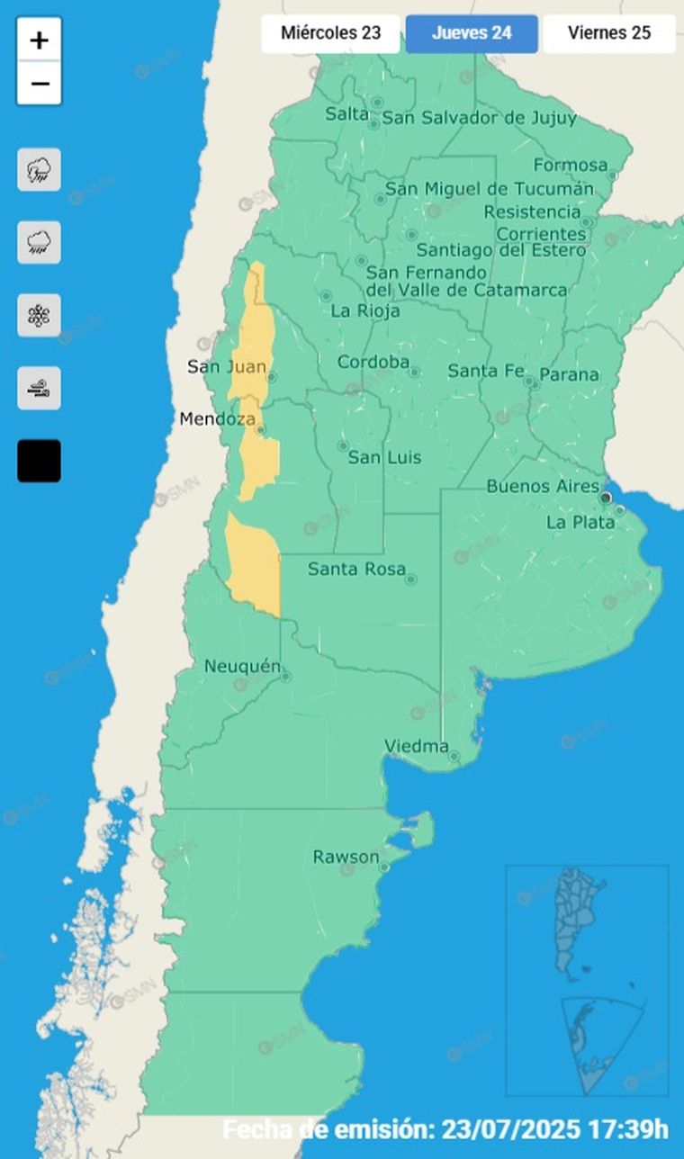 El SMN emitió un alerta por Zonda para este jueves El SMN emitió un alerta por Zonda para este jueves