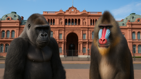 Mandriles y gorilas, la nueva grieta argentina. Foto: Creada a partir de IA