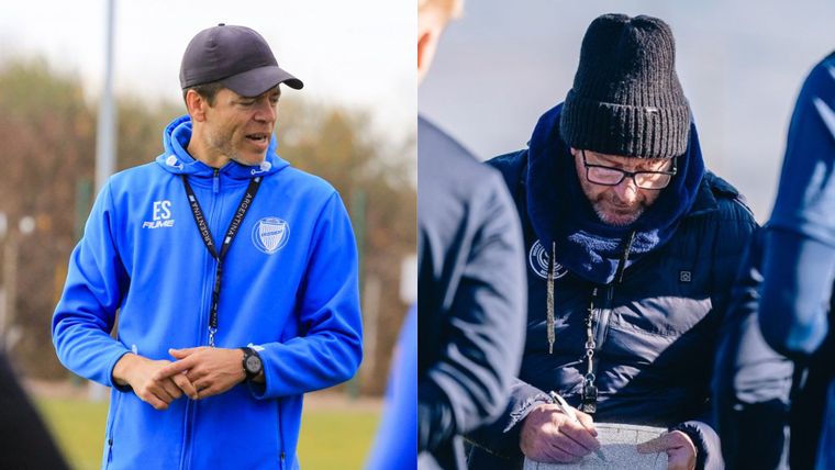 Solari y Berti, los entrenadores del Tomba y de la Lepra.&nbsp;&nbsp;