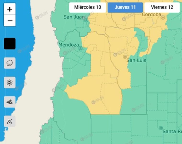 El SMN emitió un alerta por tormentas en distintas zonas de la provincia. El SMN emitió un alerta por tormentas en distintas zonas de la provincia.