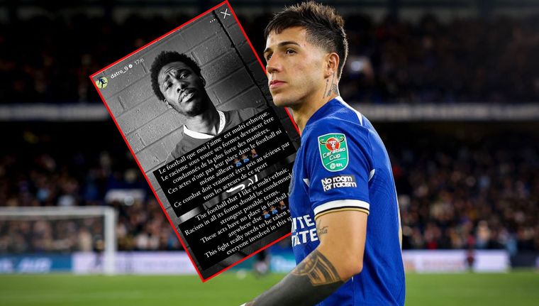 David Fofana condenó contundentemente a Enzo Fernández por sus cánticos racistas. Foto: Enzo Fernández Twitter y captura @datro_9