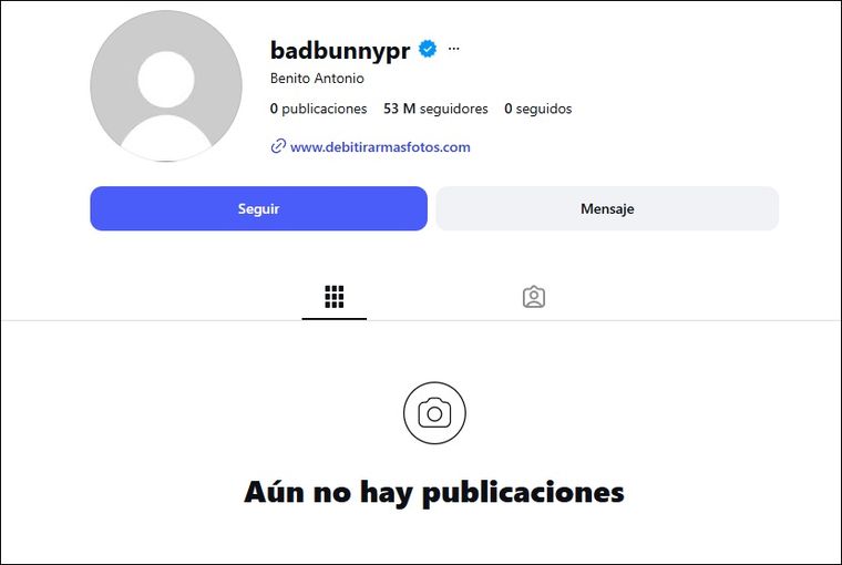 La cuenta del cantante aparece sin publicaciones ni foto de perfil. La cuenta del cantante aparece sin publicaciones ni foto de perfil.