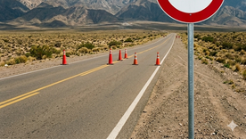 Muchos conductores confunden esta señal vial con la clásica indicación de contramano. Foto: Gemini IA Muchos conductores confunden esta señal vial con la clásica indicación de contramano. Foto: Gemini IA