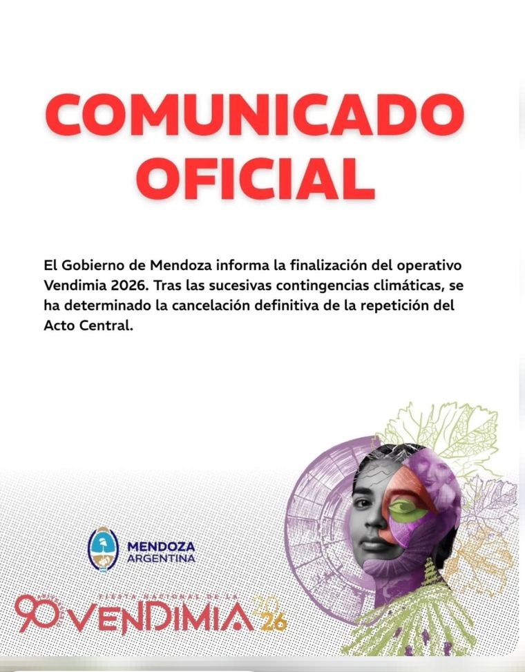 La repetición de Vendimia no se realizará. La repetición de Vendimia no se realizará. 