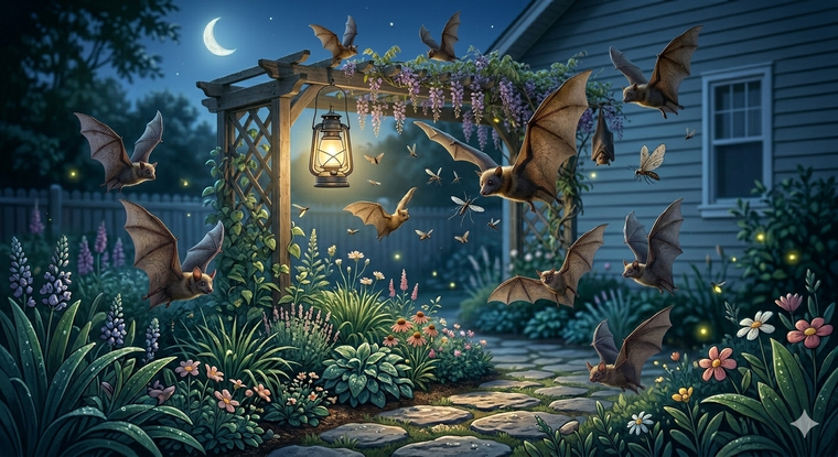 Los murciélagos tienen una función importante en el jardín. Fuente: IA Gemini. Los murciélagos tienen una función importante en el jardín. Fuente: IA Gemini.