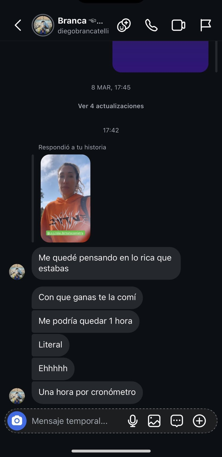 Los chats entre Elbusto y Brancatelli. Créditos: Archivo MDZ Los chats entre Elbusto y Brancatelli. Créditos: Archivo MDZ