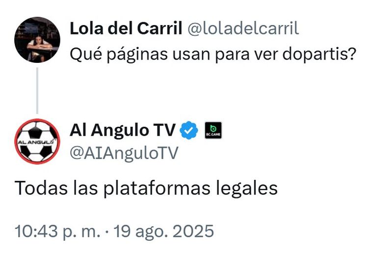 La última interacción en redes de Al Ángulo TV. La última interacción en redes de Al Ángulo TV.