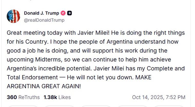 El nuevo posteo de Trump El nuevo posteo de Trump