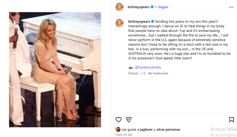 El anuncio de la artista hace un tiempo atrás. Créditos: Archivo MDZ El anuncio de la artista hace un tiempo atrás. Créditos: Archivo MDZ