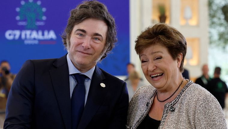 Javier Milei y Kristalina Georgieva Foto: NA