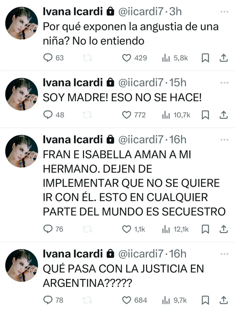 Los posteos de Ivana Icardi contra Wanda Nara. Los posteos de Ivana Icardi contra Wanda Nara.