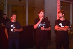 Facundo Impagliazzo, Ariel Núñez Porolli y Andrés Vignoni, los creadores de Raquis durante la inauguración de la nueva bodega.