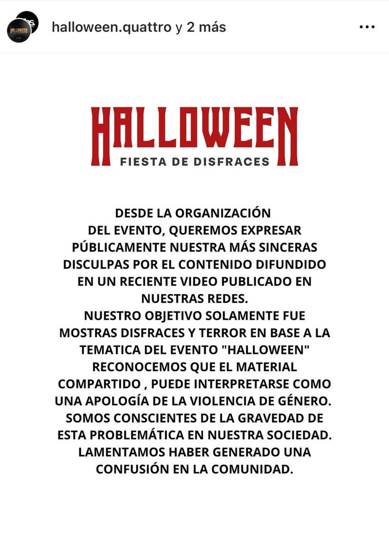 El comunicado que emitió el boliche. El comunicado que emitió el boliche.