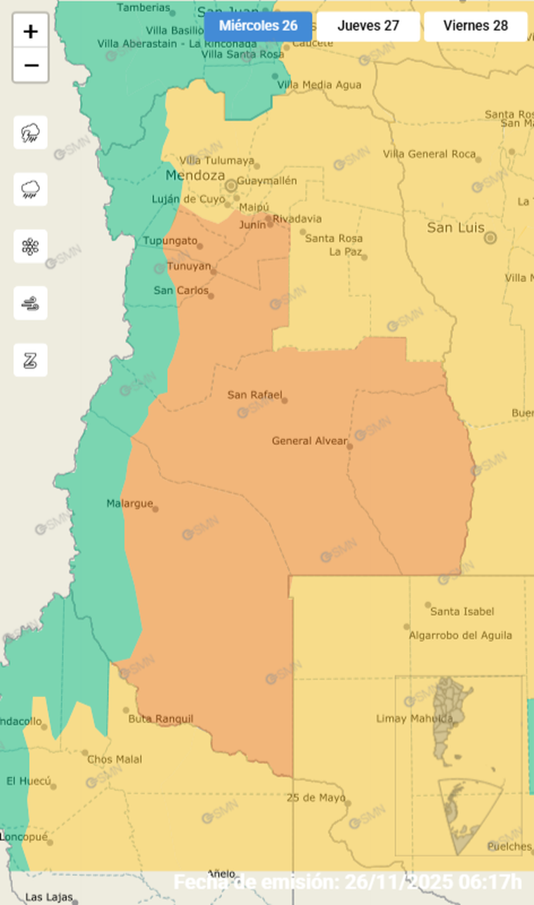 Mendoza está en alerta meteorológica por tormentas. Mendoza está en alerta meteorológica por tormentas.