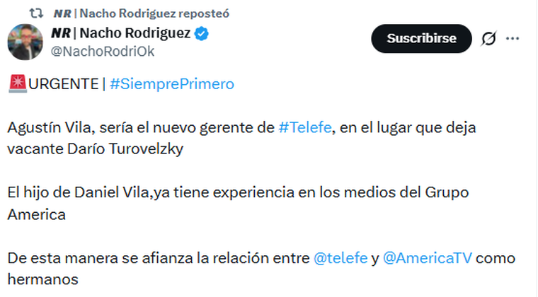 El reemplazo de Darío en Telefe sería Agustín Vila. El reemplazo de Darío en Telefe sería Agustín Vila. 