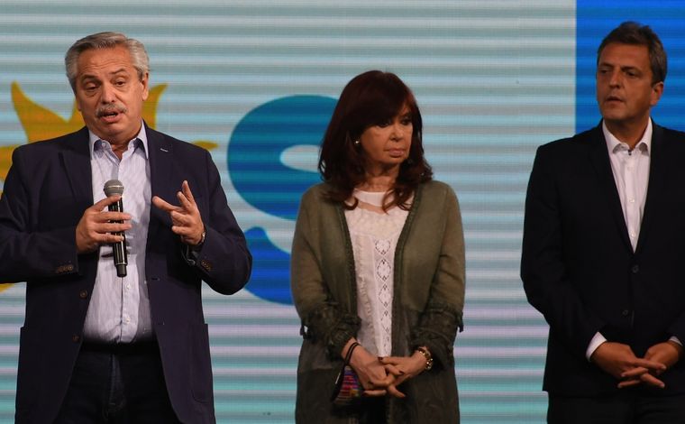 Cristina en el búnker del Frente de Todos. Foto: Telam