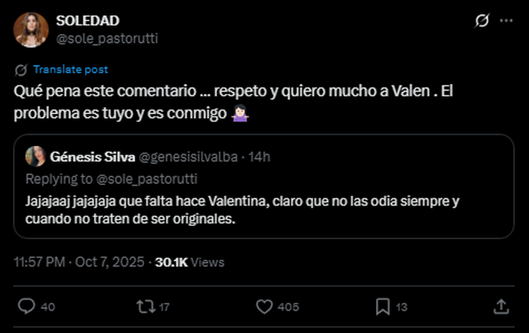 La Sole en redes. Créditos: X